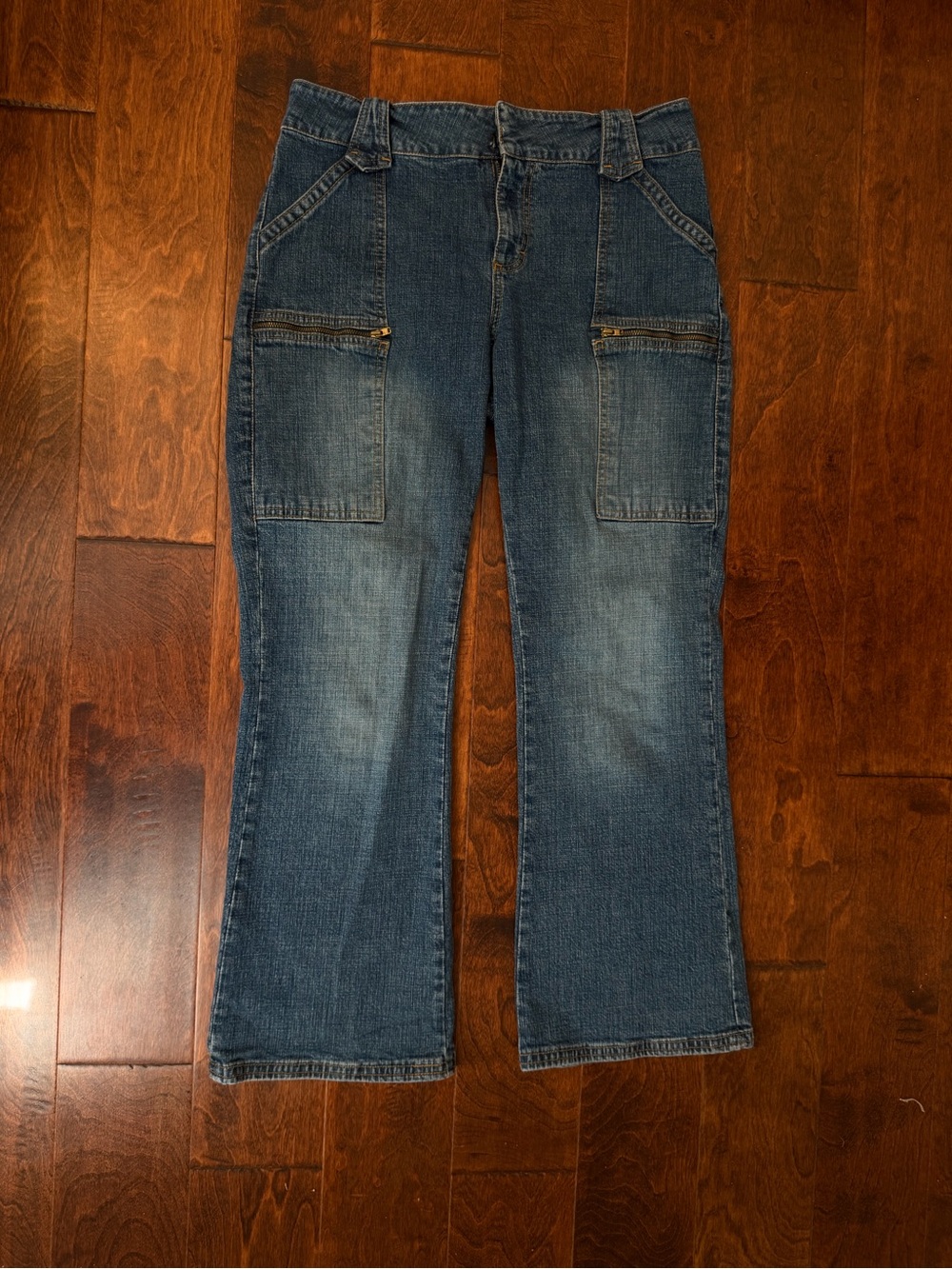 Womens Vintage Flare Leg Jeans with Pocket Detail
